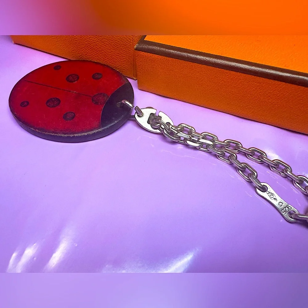 Hermès Ladybug Charm Sterling Silver & Leather – Vintage RARE with Box - Picture 9 of 9